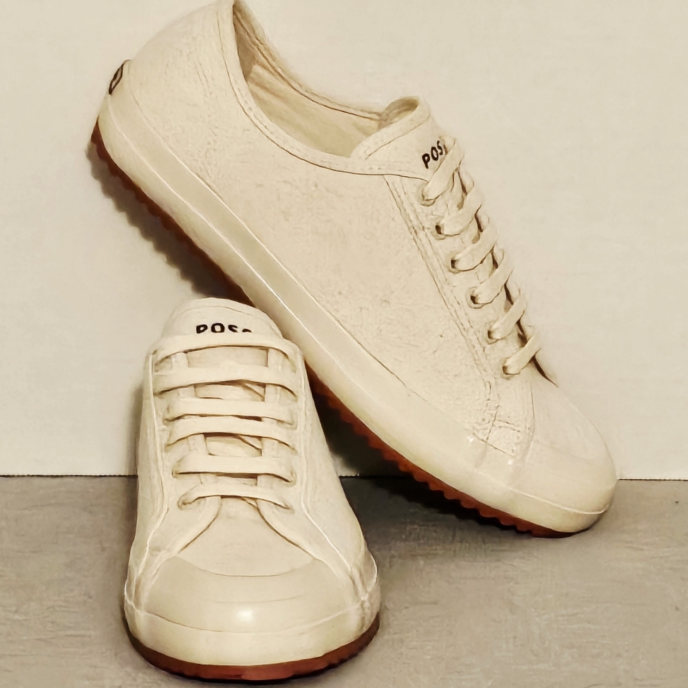 New Posco "The Resistencia" Canvas Crudo Sneakers, M9 100% Cotton, Beige/Off Wht
